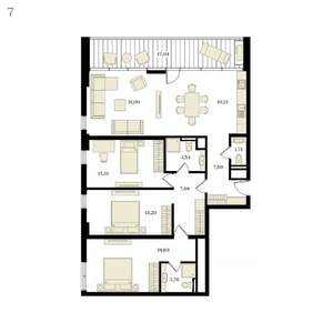 4-к квартира, вторичка, 124м2, 3/12 этаж
