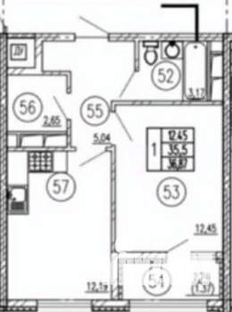 1-к квартира, вторичка, 39м2, 3/10 этаж