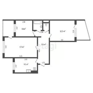 3-к квартира, вторичка, 64м2, 1/9 этаж