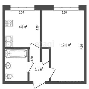 1-к квартира, вторичка, 23м2, 1/5 этаж