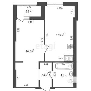 1-к квартира, вторичка, 31м2, 7/16 этаж