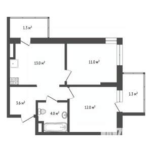 2-к квартира, вторичка, 52м2, 4/9 этаж