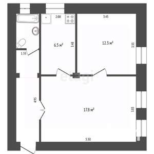 2-к квартира, вторичка, 46м2, 2/2 этаж