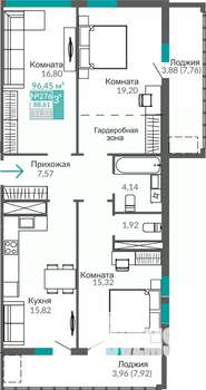 3-к квартира, строящийся дом, 89м2, 4/9 этаж