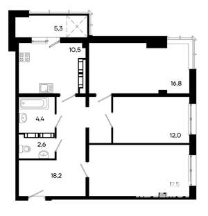 3-к квартира, строящийся дом, 87м2, 16/16 этаж