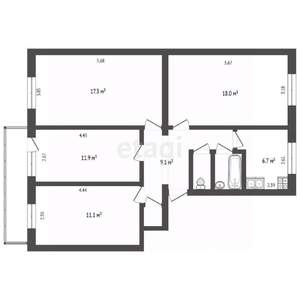 4-к квартира, вторичка, 80м2, 3/5 этаж