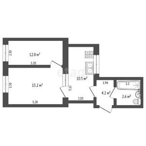 2-к квартира, вторичка, 48м2, 1/1 этаж