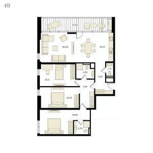 4-к квартира, вторичка, 124м2, 10/12 этаж