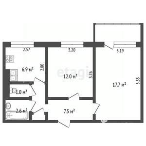 2-к квартира, вторичка, 48м2, 3/10 этаж