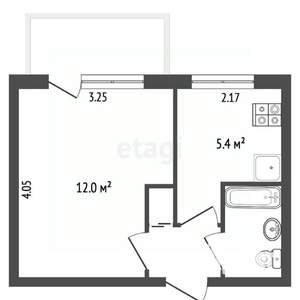 1-к квартира, вторичка, 23м2, 3/5 этаж