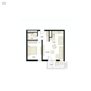 2-к квартира, вторичка, 54м2, 5/12 этаж