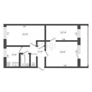 3-к квартира, вторичка, 63м2, 2/5 этаж