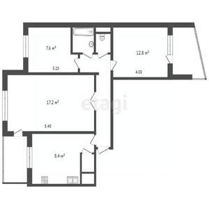 3-к квартира, вторичка, 59м2, 6/9 этаж