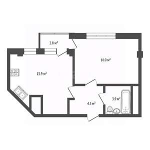 1-к квартира, вторичка, 42м2, 9/11 этаж