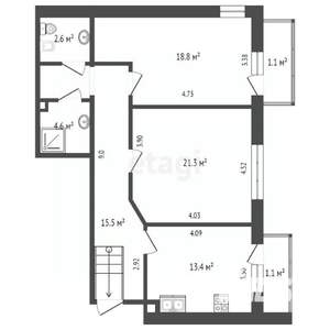 2-к квартира, вторичка, 80м2, 11/11 этаж