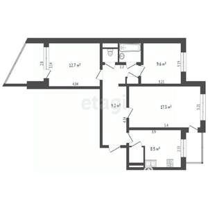 3-к квартира, вторичка, 66м2, 4/9 этаж