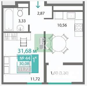 1-к квартира, вторичка, 38м2, 3/12 этаж