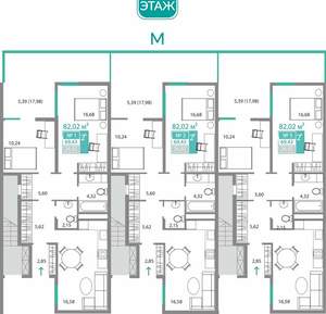 2-к квартира, вторичка, 69м2, 1/9 этаж
