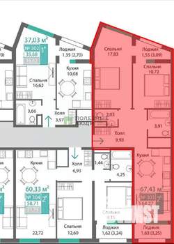 2-к квартира, вторичка, 65м2, 2/9 этаж