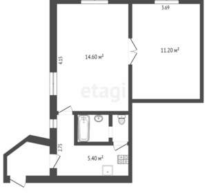 2-к квартира, вторичка, 32м2, 1/2 этаж