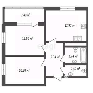 2-к квартира, вторичка, 52м2, 2/17 этаж