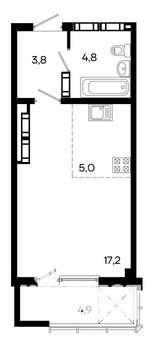 Студия квартира, строящийся дом, 35м2, 11/16 этаж