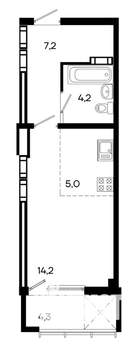 Студия квартира, строящийся дом, 35м2, 15/16 этаж