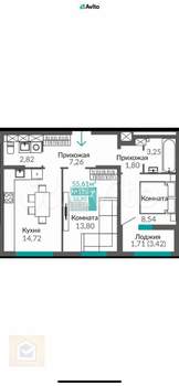 2-к квартира, вторичка, 54м2, 10/16 этаж