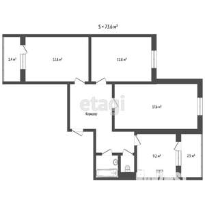 3-к квартира, вторичка, 73м2, 9/10 этаж