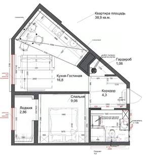 1-к квартира, вторичка, 39м2, 15/16 этаж