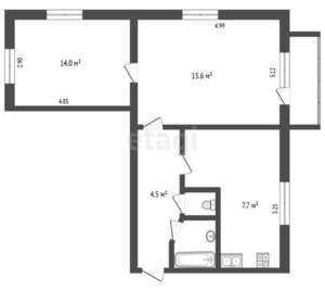 2-к квартира, вторичка, 46м2, 3/5 этаж