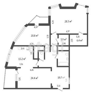 3-к квартира, вторичка, 129м2, 13/16 этаж