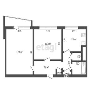 2-к квартира, вторичка, 50м2, 5/9 этаж