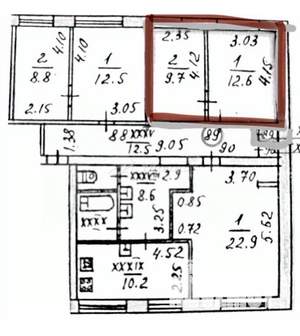 2-к квартира, вторичка, 33м2, 5/5 этаж
