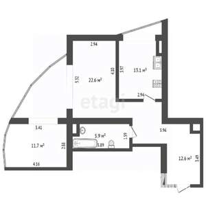2-к квартира, вторичка, 66м2, 10/15 этаж