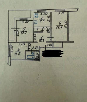 3-к квартира, вторичка, 70м2, 2/9 этаж