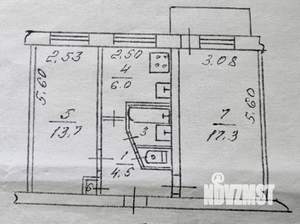 2-к квартира, вторичка, 45м2, 4/5 этаж