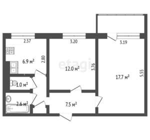 2-к квартира, вторичка, 48м2, 3/10 этаж