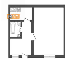 2-к квартира, вторичка, 31м2, 1/1 этаж