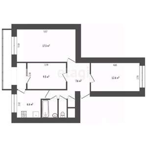3-к квартира, вторичка, 57м2, 2/5 этаж