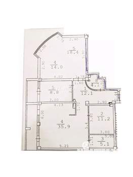 3-к квартира, вторичка, 113м2, 6/11 этаж