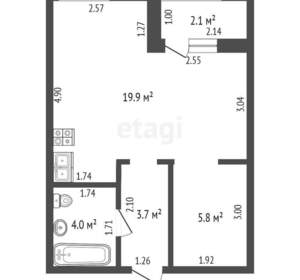 1-к квартира, вторичка, 33м2, 7/16 этаж
