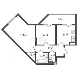 2-к квартира, вторичка, 50м2, 2/19 этаж