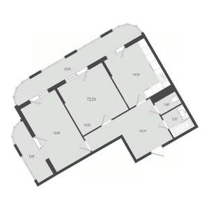 2-к квартира, вторичка, 72м2, 10/15 этаж