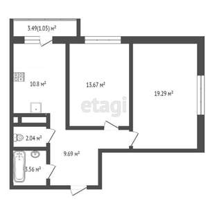 2-к квартира, вторичка, 63м2, 5/17 этаж