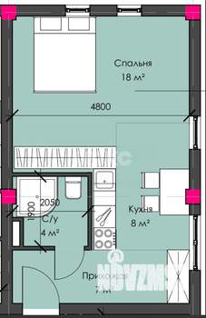 1-к квартира, вторичка, 37м2, 1/4 этаж