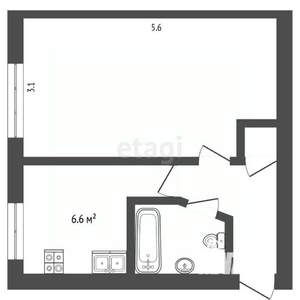 1-к квартира, вторичка, 30м2, 1/5 этаж