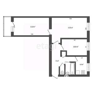 3-к квартира, вторичка, 59м2, 5/5 этаж