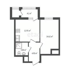 1-к квартира, вторичка, 40м2, 6/20 этаж