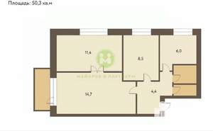3-к квартира, вторичка, 50м2, 5/5 этаж